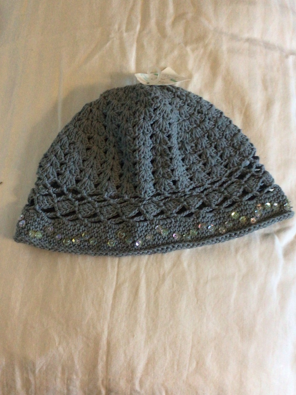 Xhilaration Gray Crochet Beanie with Sequin Band